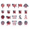 Collection of us elections icons. Vector illustration decorative design