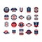 Collection of usa independence day labels. Vector illustration decorative background design