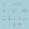 Collection of USA monuments. Vector illustration decorative design