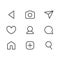 Collection of user interface thin line icons