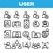 Collection User Sign Thin Line Icons Set Vector