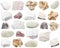 Collection of various limestone rocks isolated