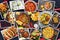 Collection of various Mexican food, a photo collage. Set of traditional Mexican dishes. Top view, flat lay