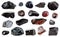 Collection of various Obsidian stone isolated