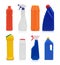 Collection of various sanitary hygiene bottles