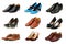 Collection of various shoes isolated