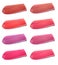 Collection of various Smears lipstick on white background