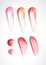 Collection of various Smears lipstick on white background.