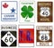 Collection of various themed highway shields in the US