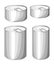 Collection of various tins canned goods food metal container grocery store and product storage aluminum flat label canned conserve