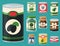 Collection of various tins canned goods food metal and glass container vector illustration.