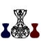 Collection of vase silhouette, ornate, on white background,