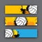 Collection of vector banners volleyball theme. ball on background. Beach header for website