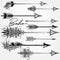 Collection of vector boho arrows in bohemian swirl
