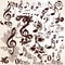 Collection of vector decorative music elements with swirls and t