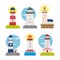 Collection of vector flat lighthouses