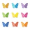 Collection of vector glittering butterfly icons.