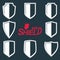 Collection of vector grayscale defense shields, protection