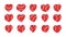 Collection of vector hearts for baseball isolated. Hand drawing, sketch elements for design for Valentine`s Day