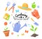 Collection of vector icons of gardening items