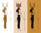 A collection of vector illustrations by the ancient Egyptian goddess Hathor from the ankh.