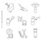 Collection of vector line icons set for girls salon.