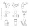 Collection of vector line icons set for men salon.