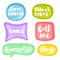 Collection of vector multicolored glossy stickers on white background. Teens millenials culture. Set of stickers on different