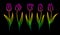 Collection Of Vector Neon Rainbow Tulips With Stem And Leaf. Set Of Different Spring Flowers. Isolated Tulip Cliparts