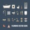 Collection of vector plumbing icons in set