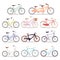 Collection of vector realistic bicycles vintage style wedding design old bike design transport illustration