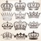 Collection of vector royal crowns for heraldic design