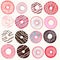 Collection of vector sweet pink, brown, beige donuts for design