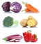 Collection of vegetables bell pepper carrots fresh food vegetable potatoes isolated