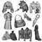 Collection of Victorian clothes and accessories illustrations