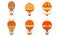 Collection of Vintage Hot Air Balloons, Retro Air Transport Vector Illustration