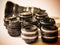 Collection of vintage photo lenses