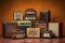 Collection of vintage radios: collectibles and entertainment concept