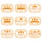 Collection of vintage retro bakery labels with bread,pretzel