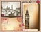 Collection of vintage vector postcards with detailed London