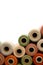 Collection of Vintage Yarn Spools Frame White Background