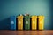 Collection of waste bins full of different types of garbage, recycling and separate waste collection concept