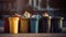 Collection of waste bins full of different types of garbage, recycling and separate waste collection concept, generative ai