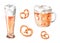 Collection of watercolor beer glasses. Classic American and American pint.