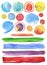 Collection of watercolor hand painted design elements background