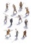 Collection of a watercolor primordial humans casting shadows,