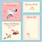 Collection of wedding invitation cards with a cute colorful illustrations