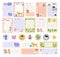 Collection of weekly or daily planner pages or stickers, sheet for notes and to do list templates decorated by cute