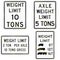 Collection of weight limit signs used in the USA