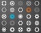 Collection of white gear wheel icons